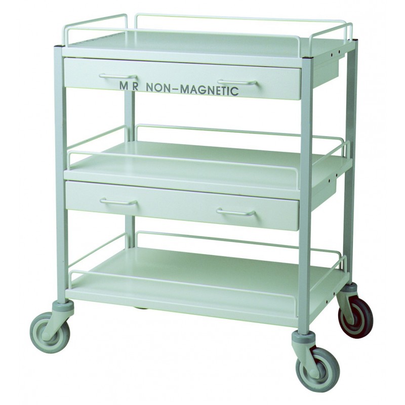 Non-magnetic trolley with 2 drawers 3 shelves