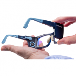 Loodhoudende veiligheidsbril met geïntegreerde dosimeter